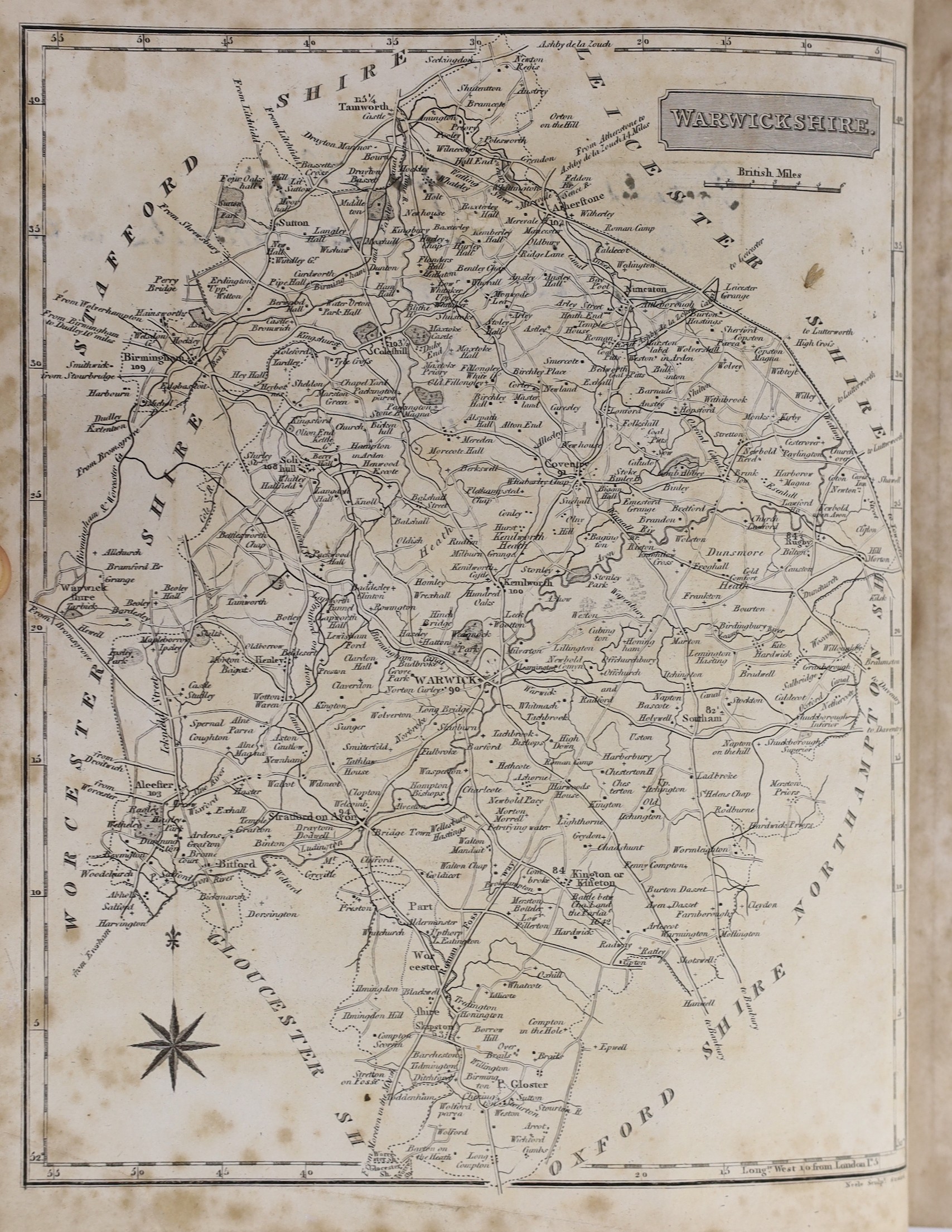 WARWICKSHIRE - Smith, William - A New and Complete History of the County of Warwick, 4to, original boards, with engraved title, 1 map and 60 plates, ink presentation inscription to front fly leaf, William Emana, Birmingh